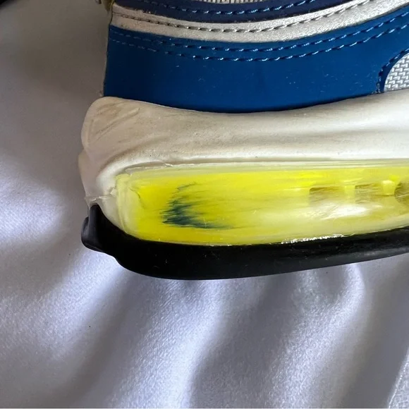 Nike Air Max 97 Blue Neon Yellow Trainers Size 7.5 - Picture 8 of 12